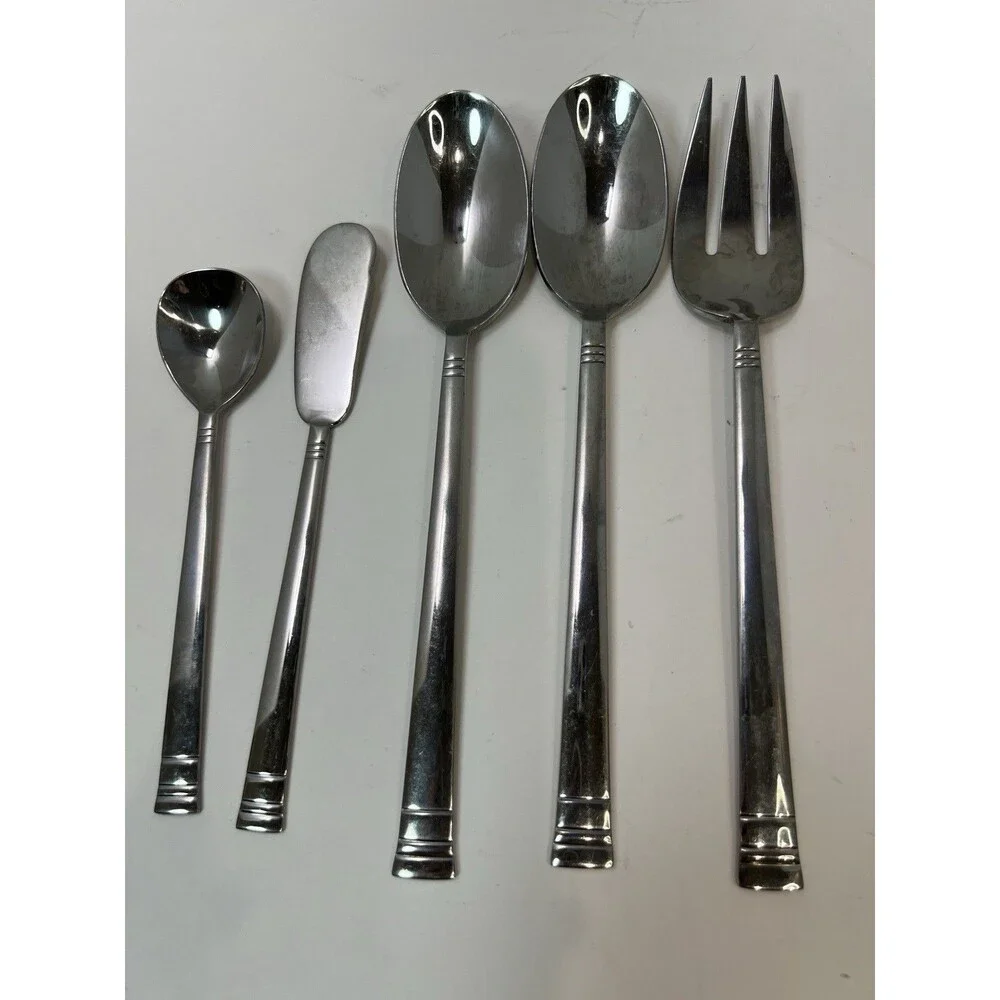 Oneida Sunnybrook 5 Piece Serving Set Quality Stainless Flatware Vietnam Glossy